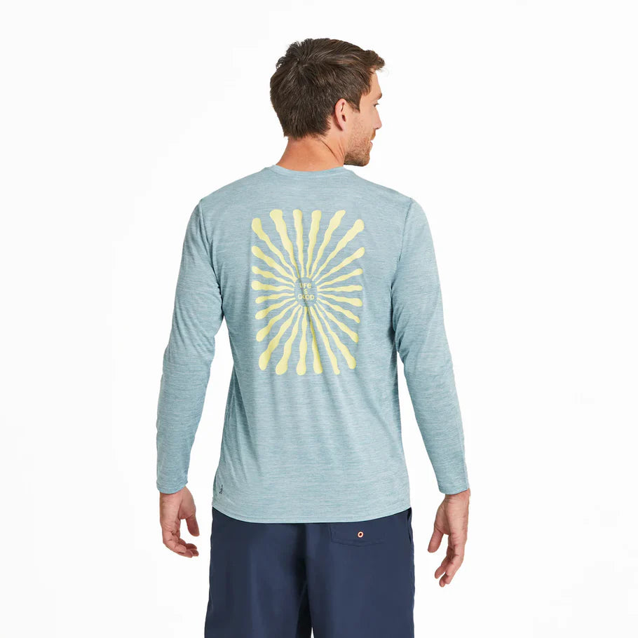 Life is Good M LS Sun Crusher Radiating Sun SMOKE BLUE