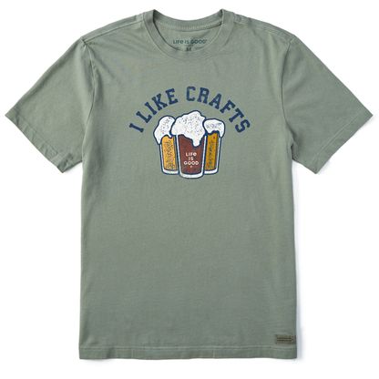 Life Is Good M SS Slub Tee I Like Crafts Label MOSS GREEN