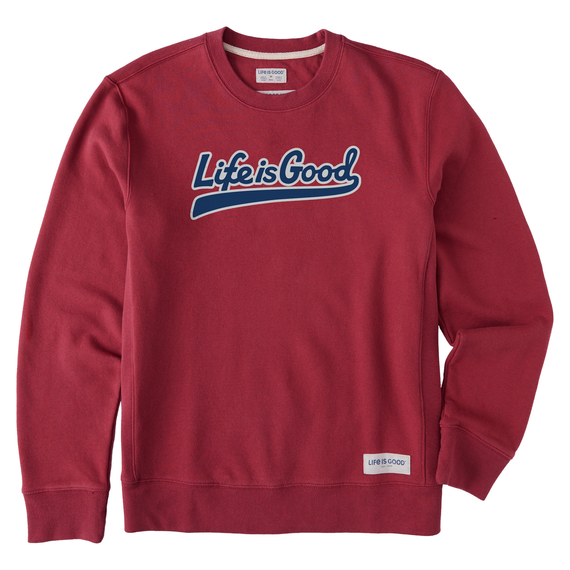 Life is Good M Simply True Crew Ballyard Script CRANBERRY RED