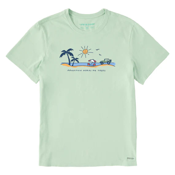 Life is Good M SS Crusher Tee Quirky ATV Beach SAGE GREEN