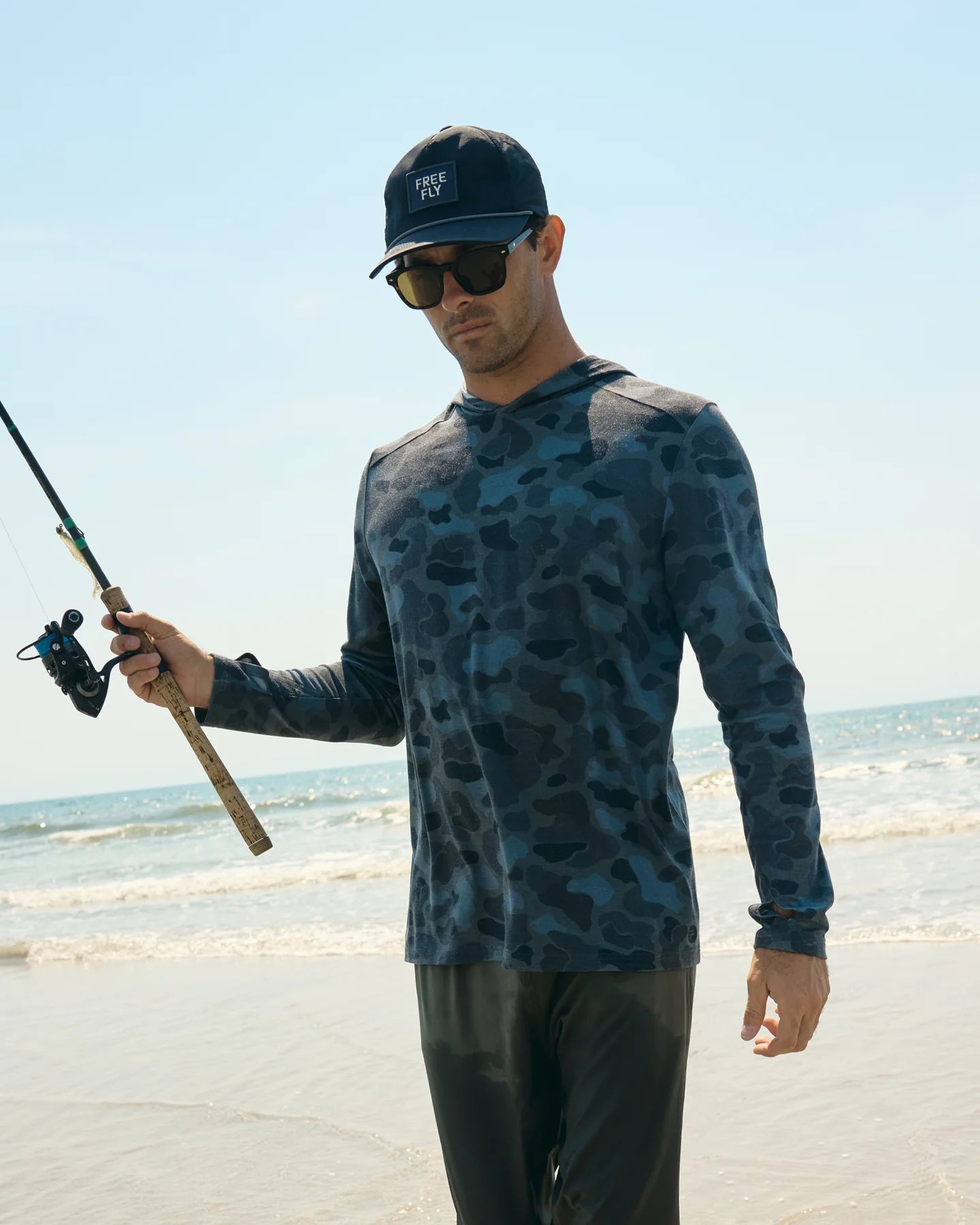 Free Fly M Bamboo Shade Hoodie VINTAGE CAMO BLACK