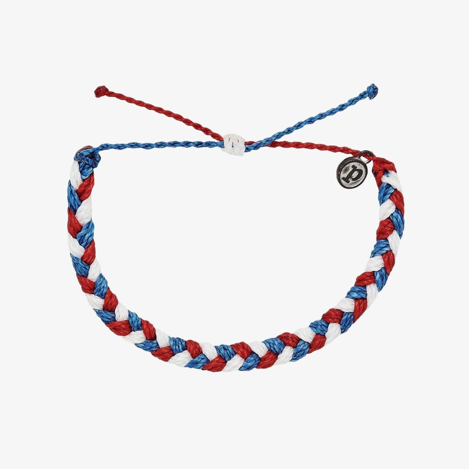 Pura Vida Braided Bracelet RED WHITE & BLUE