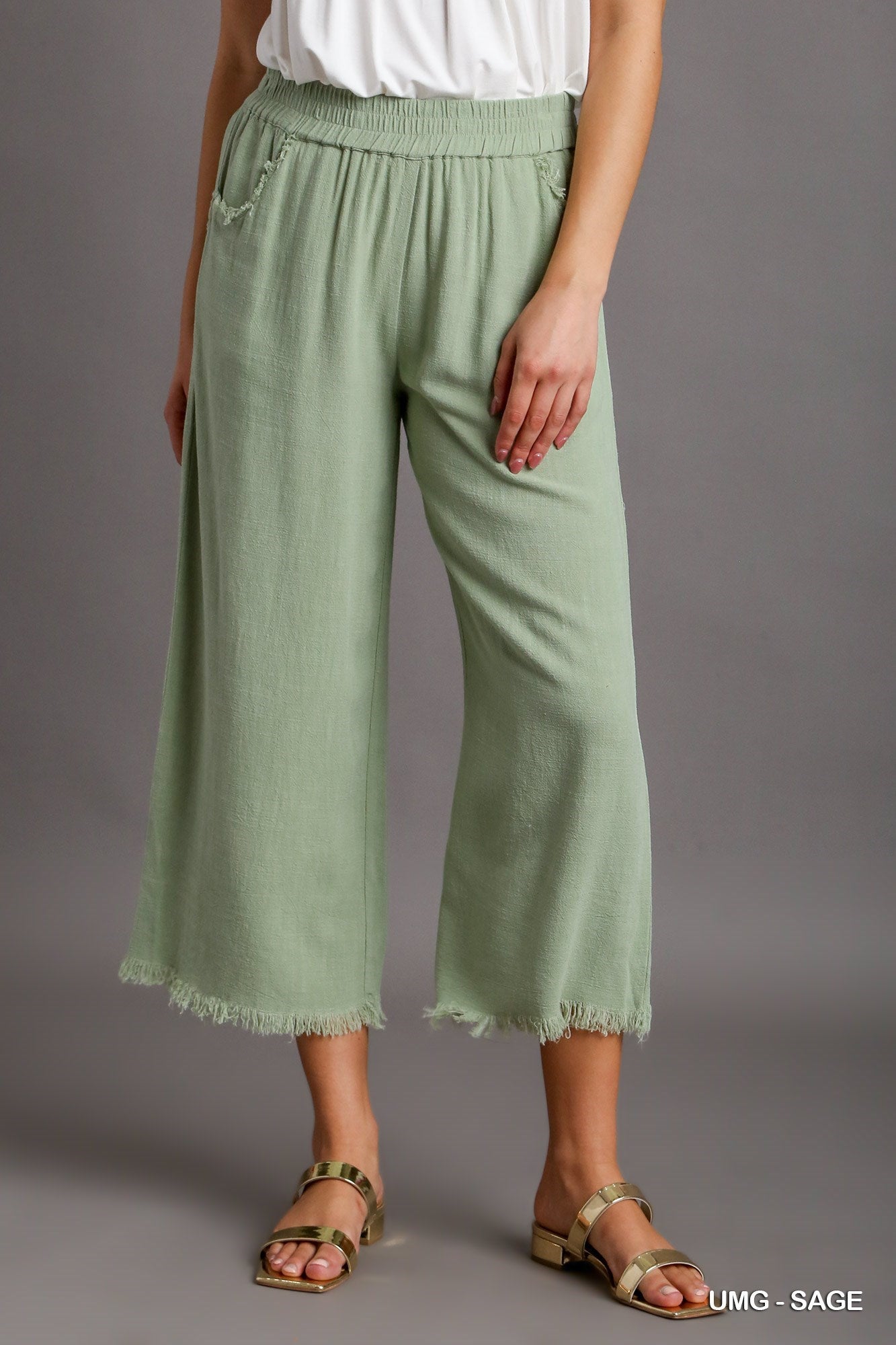 Umgee W Linen Fray Pant SAGE