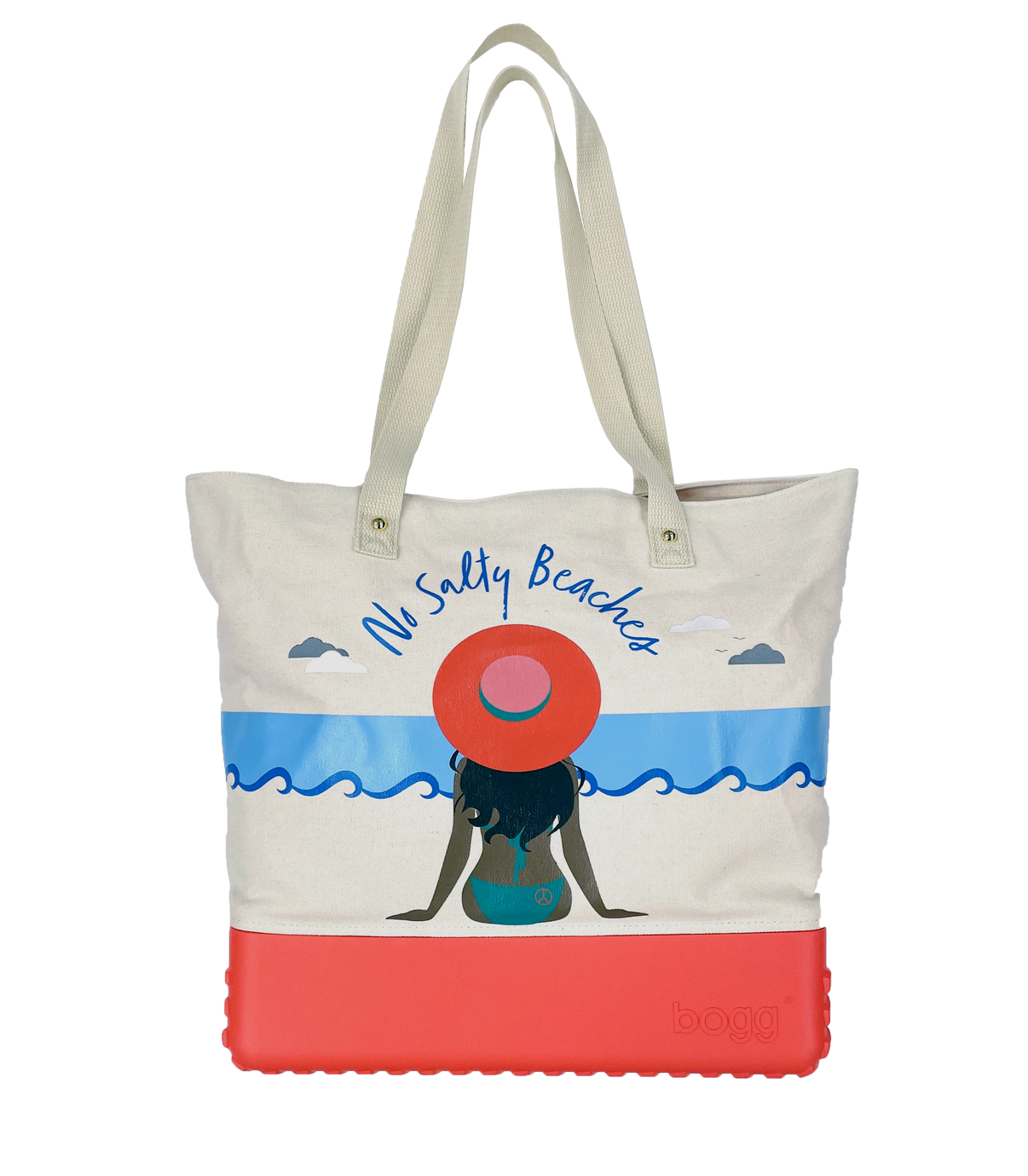 Bogg Printed Canvas Bag NO SALTY BEACHES