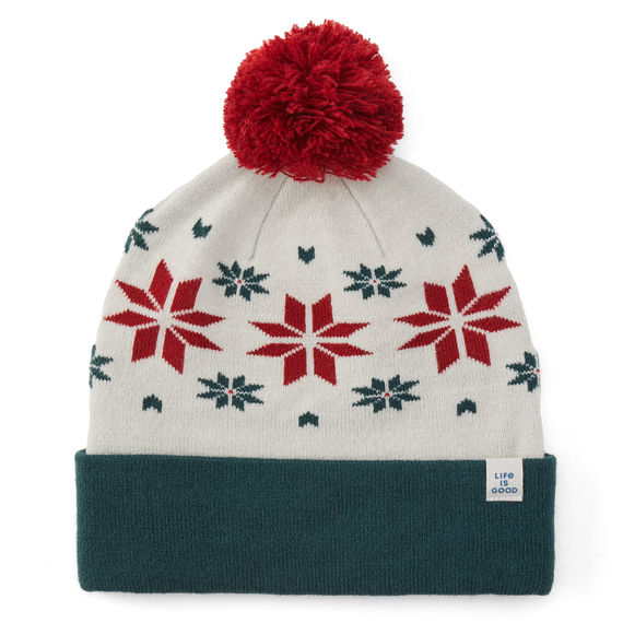 Life is Good W So Chill Beanie Nordic Snowflake PUTTY WHITE