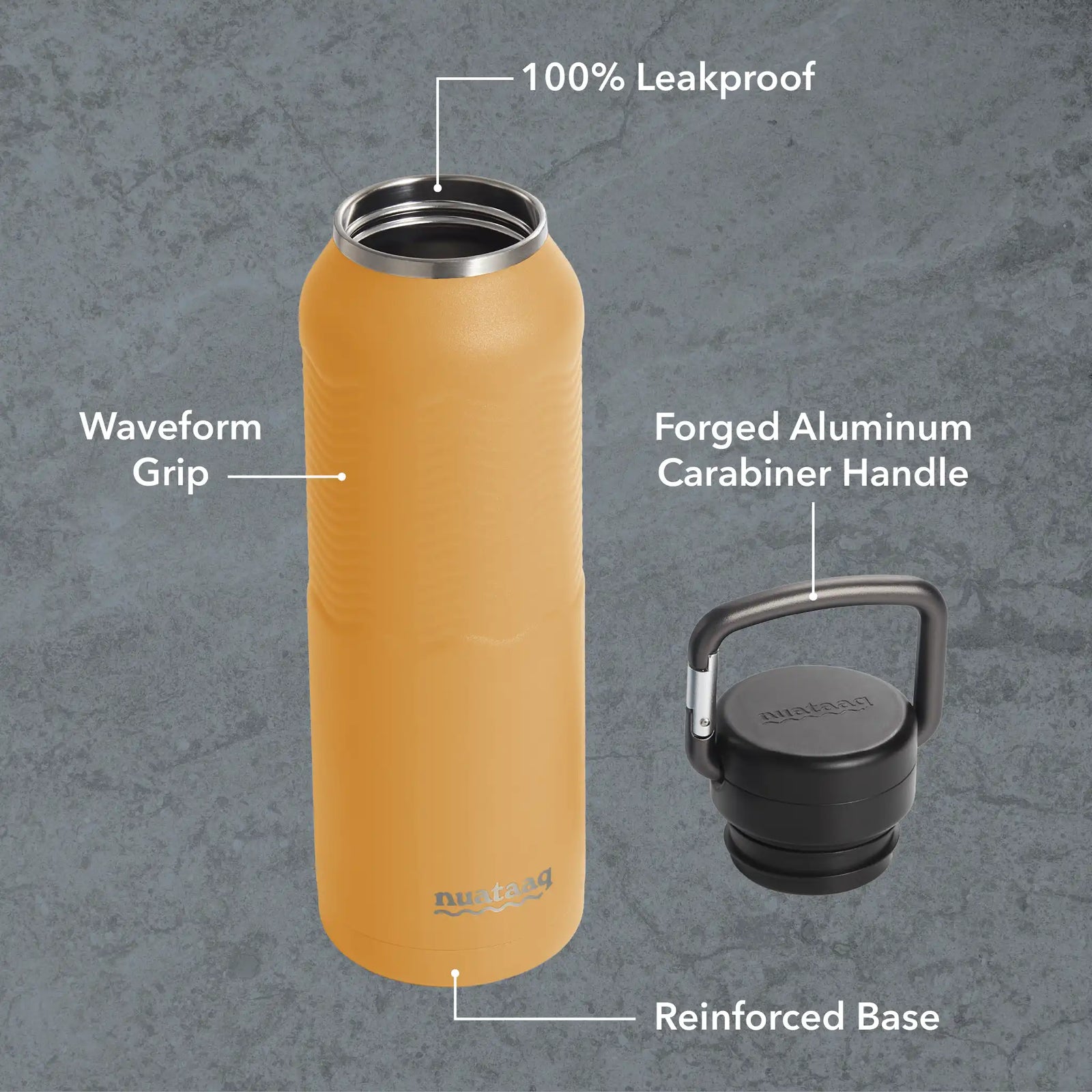 Nuataaq 34 oz Carabiner Water Bottle GOLDENROD