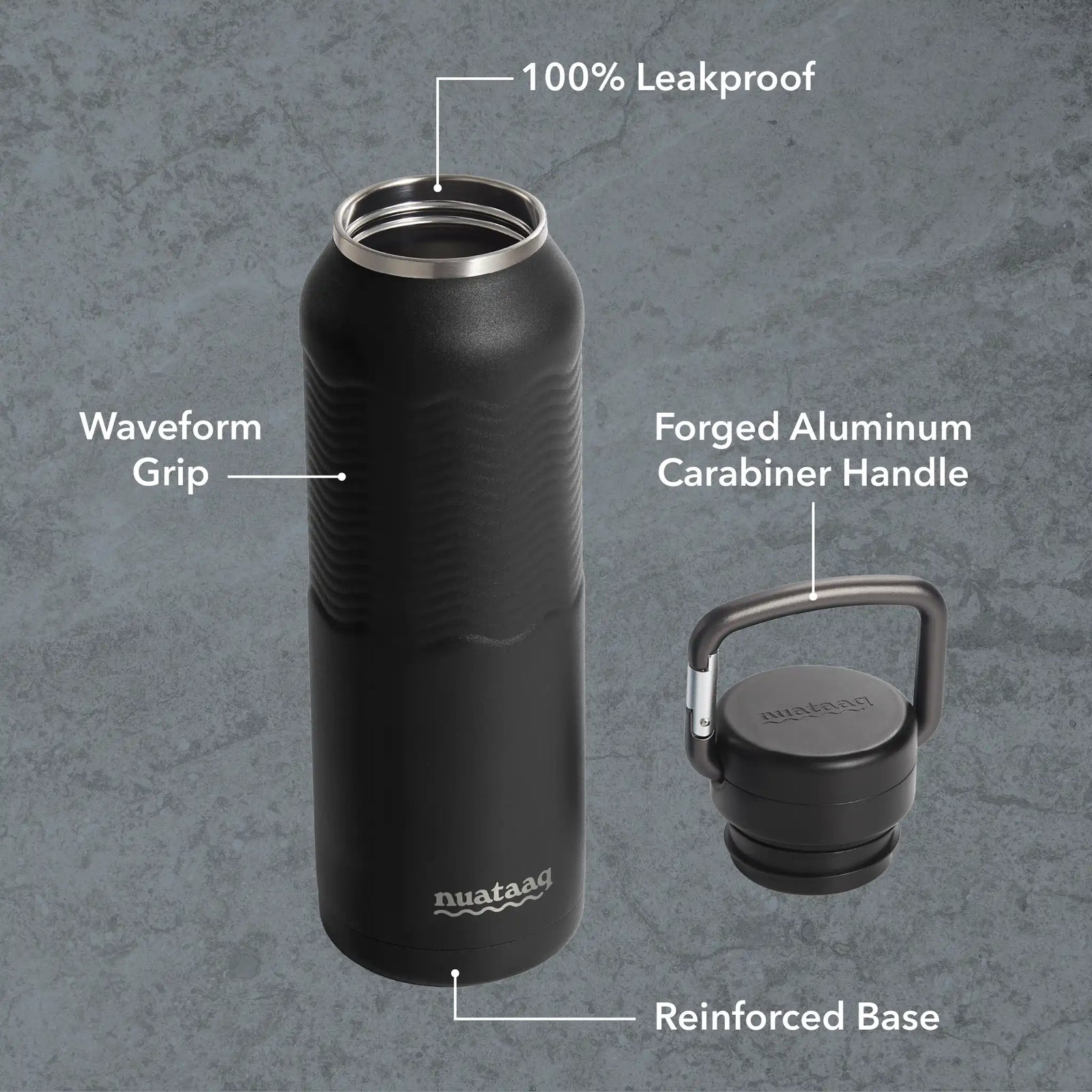 Nuataaq 34 oz Carabiner Water Bottle OBSIDIAN