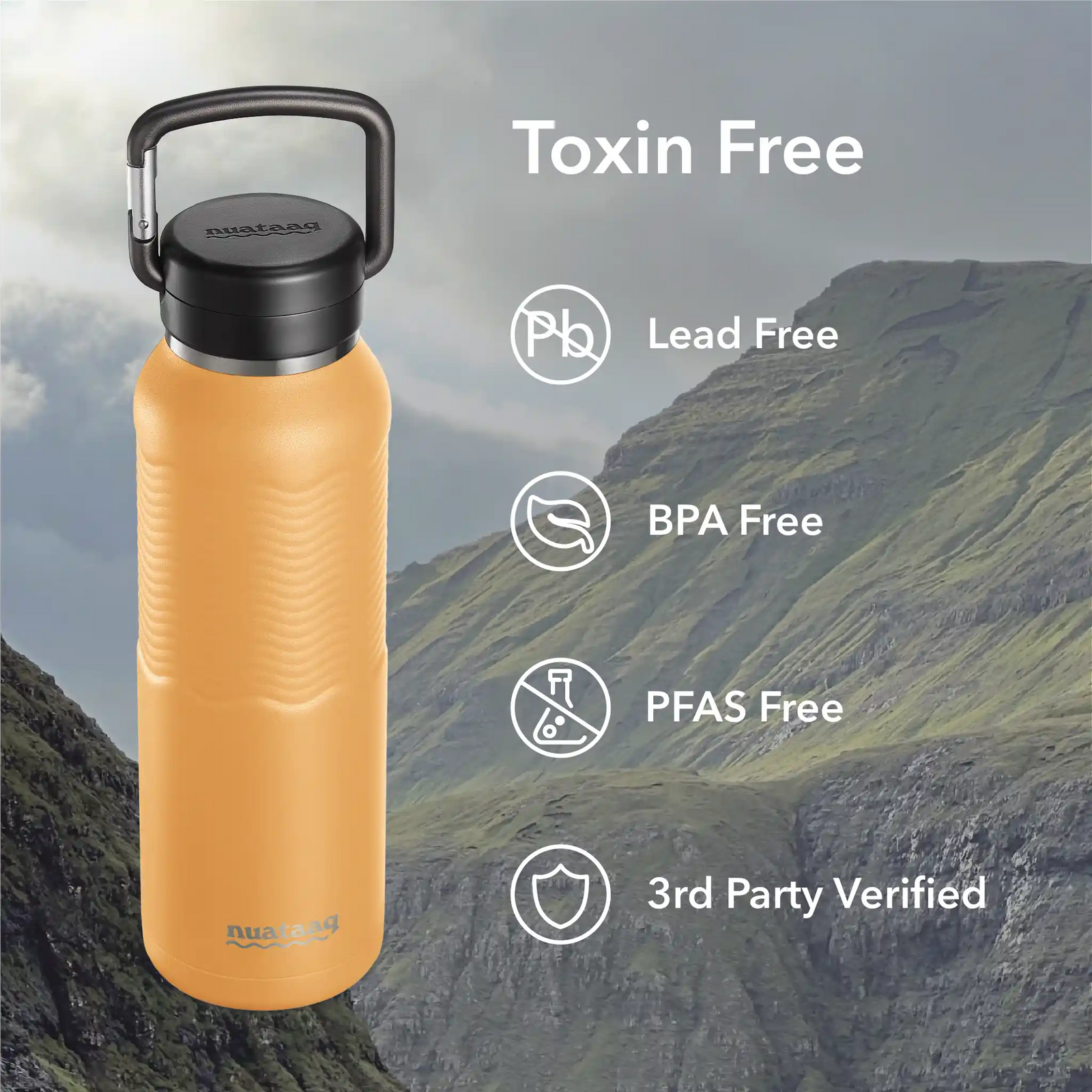 Nuataaq 34 oz Carabiner Water Bottle GOLDENROD