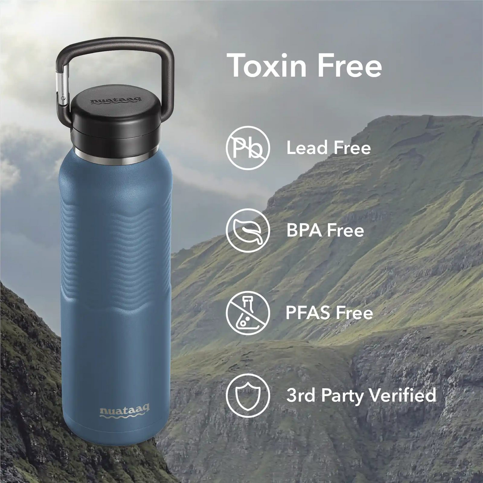 Nuataaq 34 oz Carabiner Water Bottle LAKE BLUE