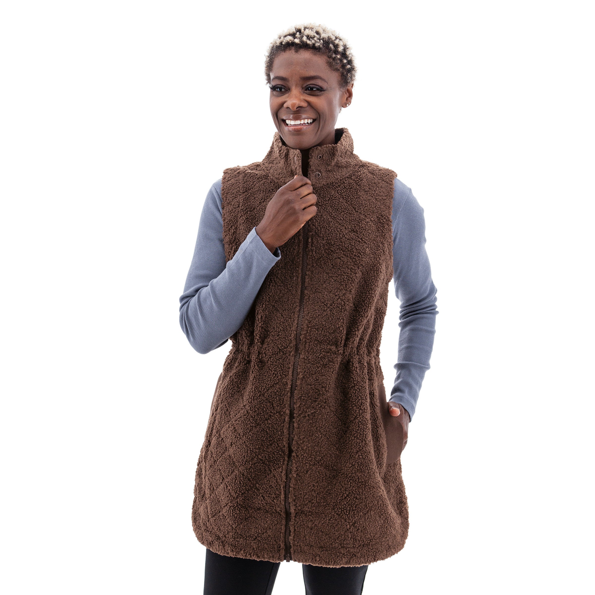 Aventura W Solstice Fleece Long Vest CHESTNUT