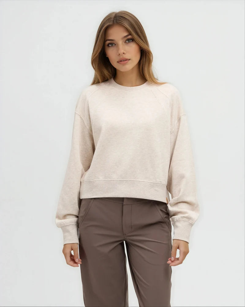 tentree W Bluffs Cropped Crew PALE OAK HEATHER