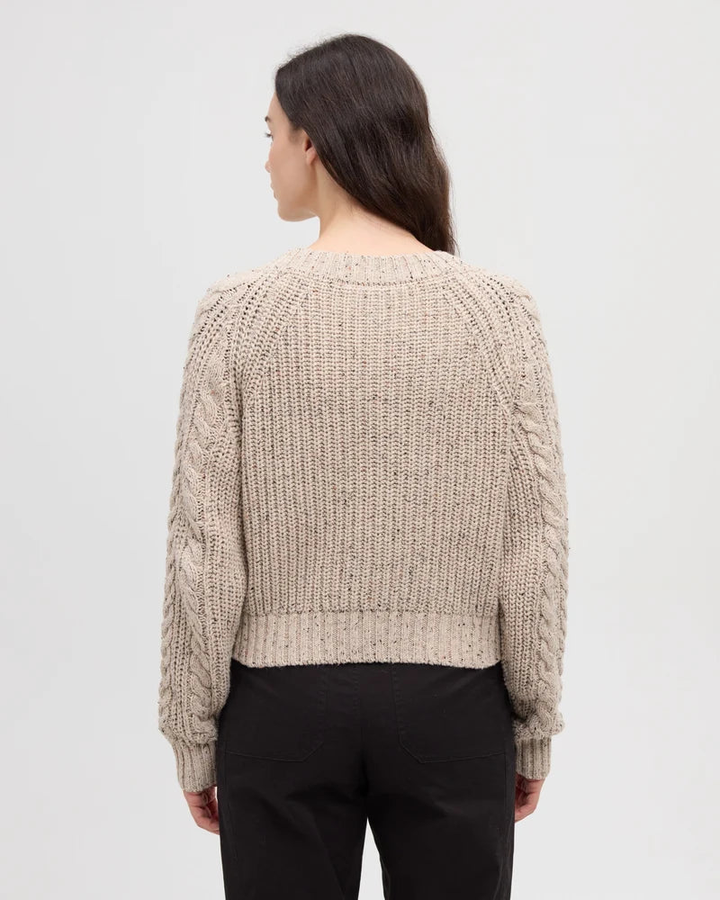 tentree W Stillwater Cardigan Sweater PALE OAK HEATHER FLECK