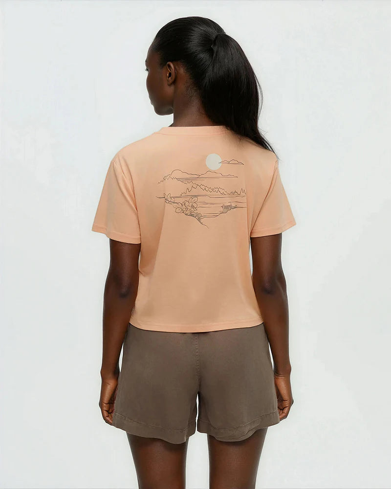 tentree W Wild Rose Lake Crop Tee ORANGE SHERBERT/WHITE OAK