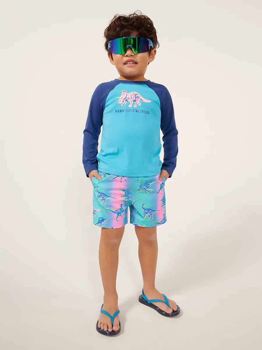 Chubbies Toddler LS Rash Guard DINO-MITE