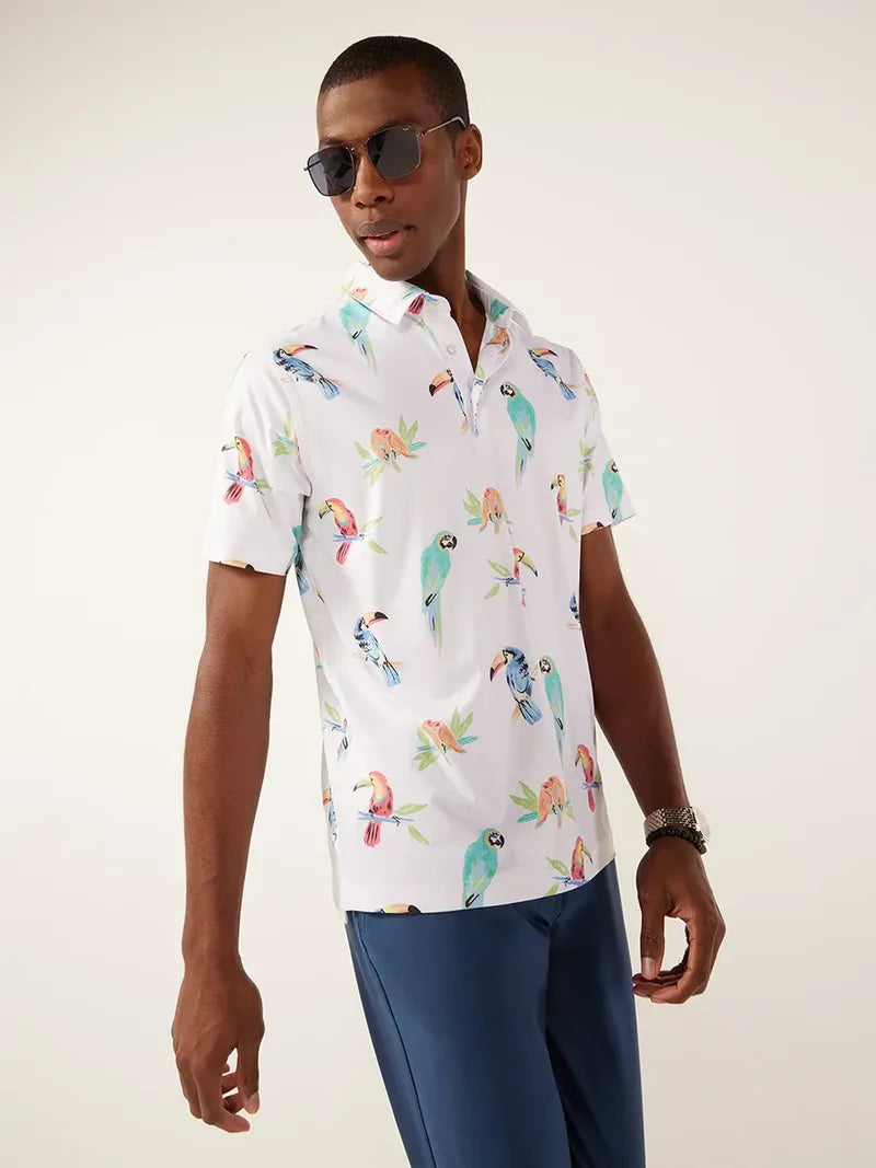 Chubbies M SS Performance Polo THE DUDE MACAW
