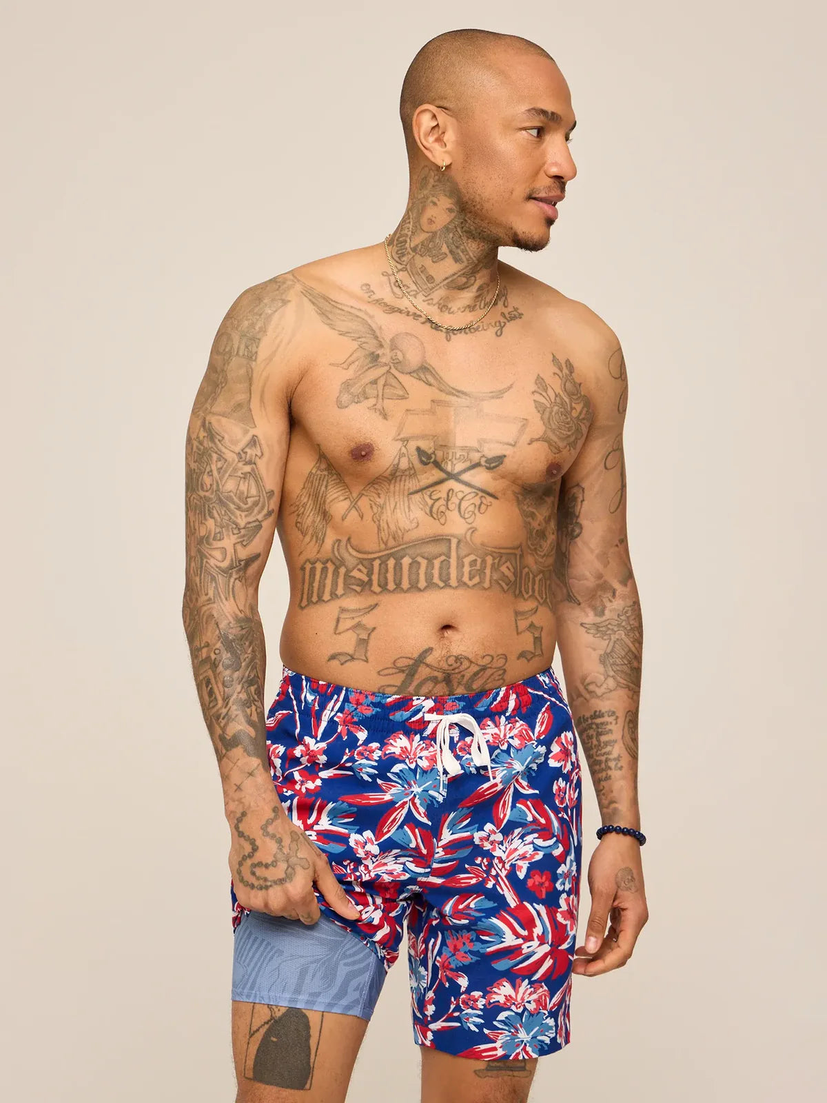 Chubbies M 7" Classic Lined Swim Trunk STAR SPANGLED BLOOMS