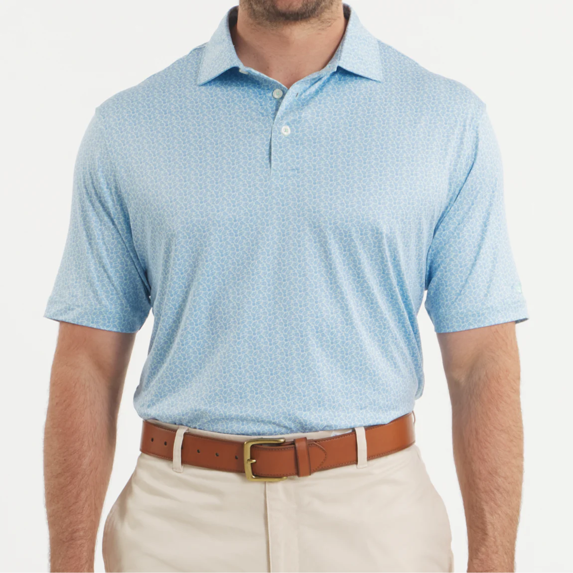 Southern Marsh M Flyline Performance Polo Oysters & Lemons FRENCH BLUE