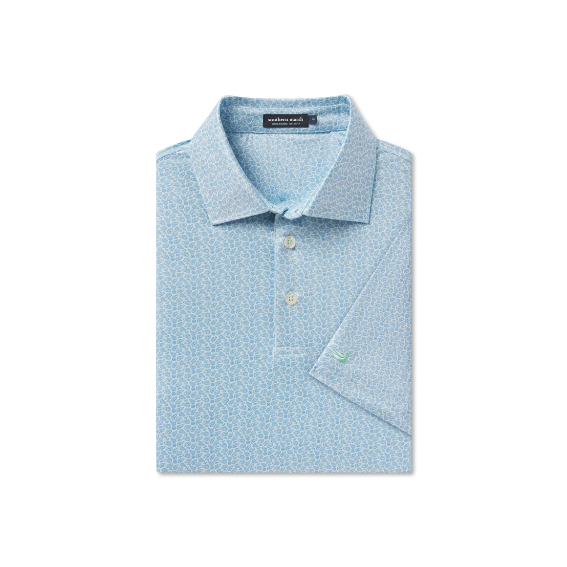 Southern Marsh M Flyline Performance Polo Oysters & Lemons FRENCH BLUE