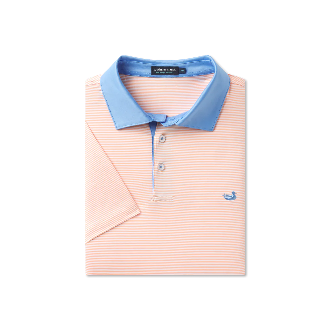 Southern Marsh M Bermuda Polo Hampton Stripe PEACH/ WHITE