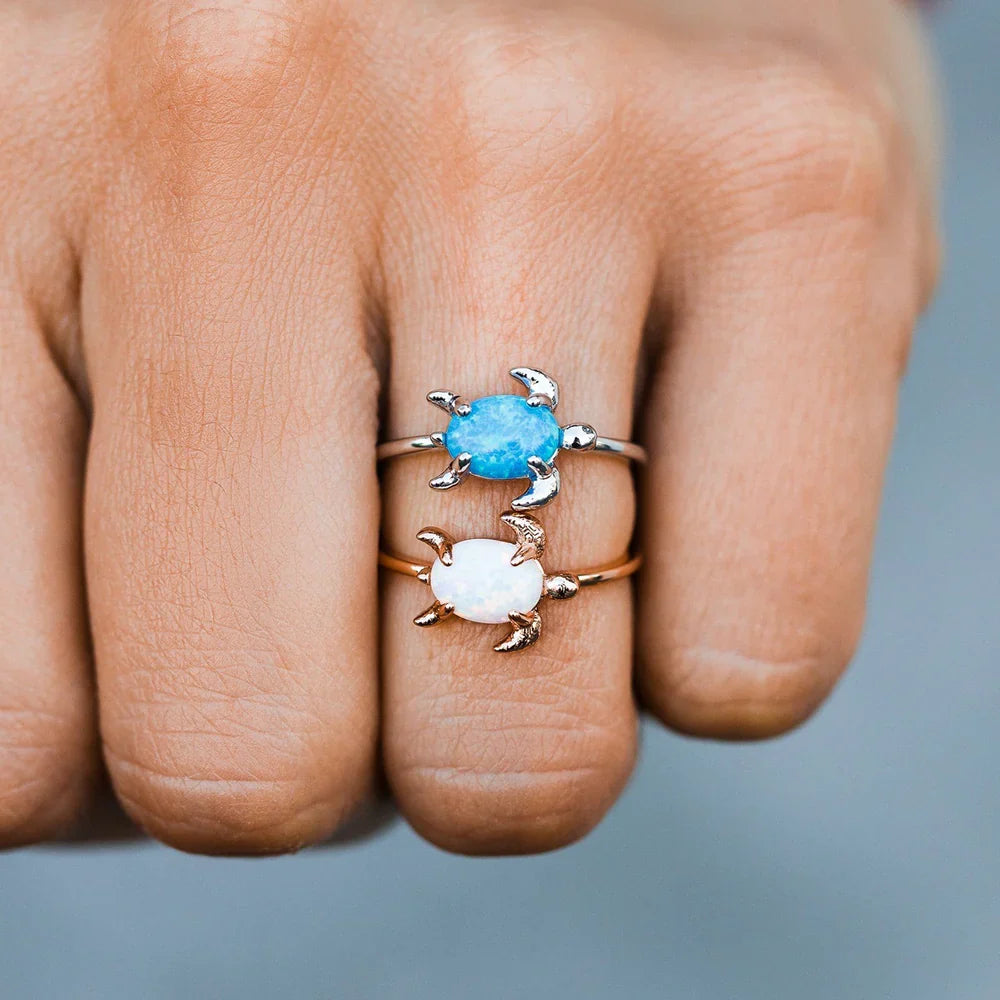 Pura Vida Opal Sea Turtle Ring SILVER