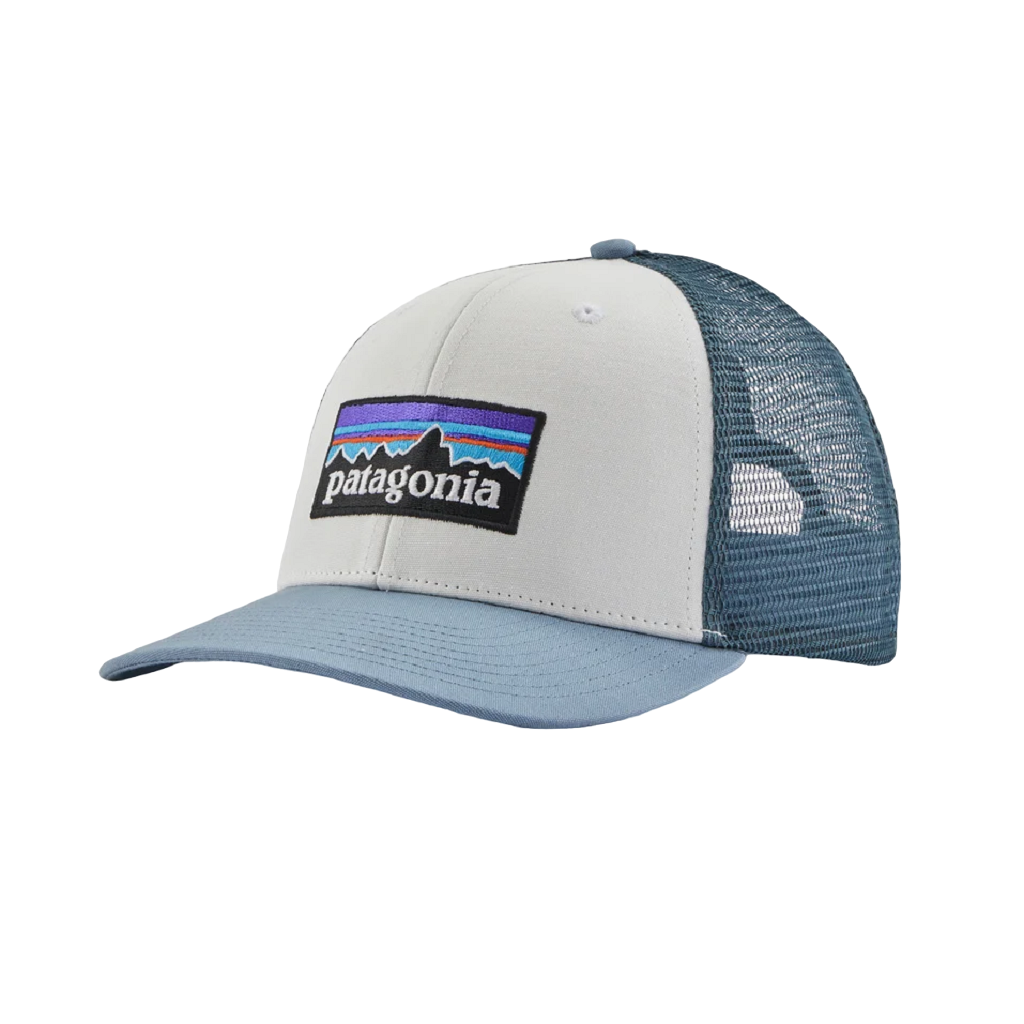Patagonia P-6 Logo Trucker Hat WHITE W/ LIGHT GRY