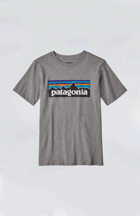 Patagonia Kids Regenerative P-6 Logo Tee GRAVEL