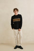 Rhythm M Mohair Stripe Knit Sweater BLACK