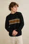Rhythm M Mohair Stripe Knit Sweater BLACK