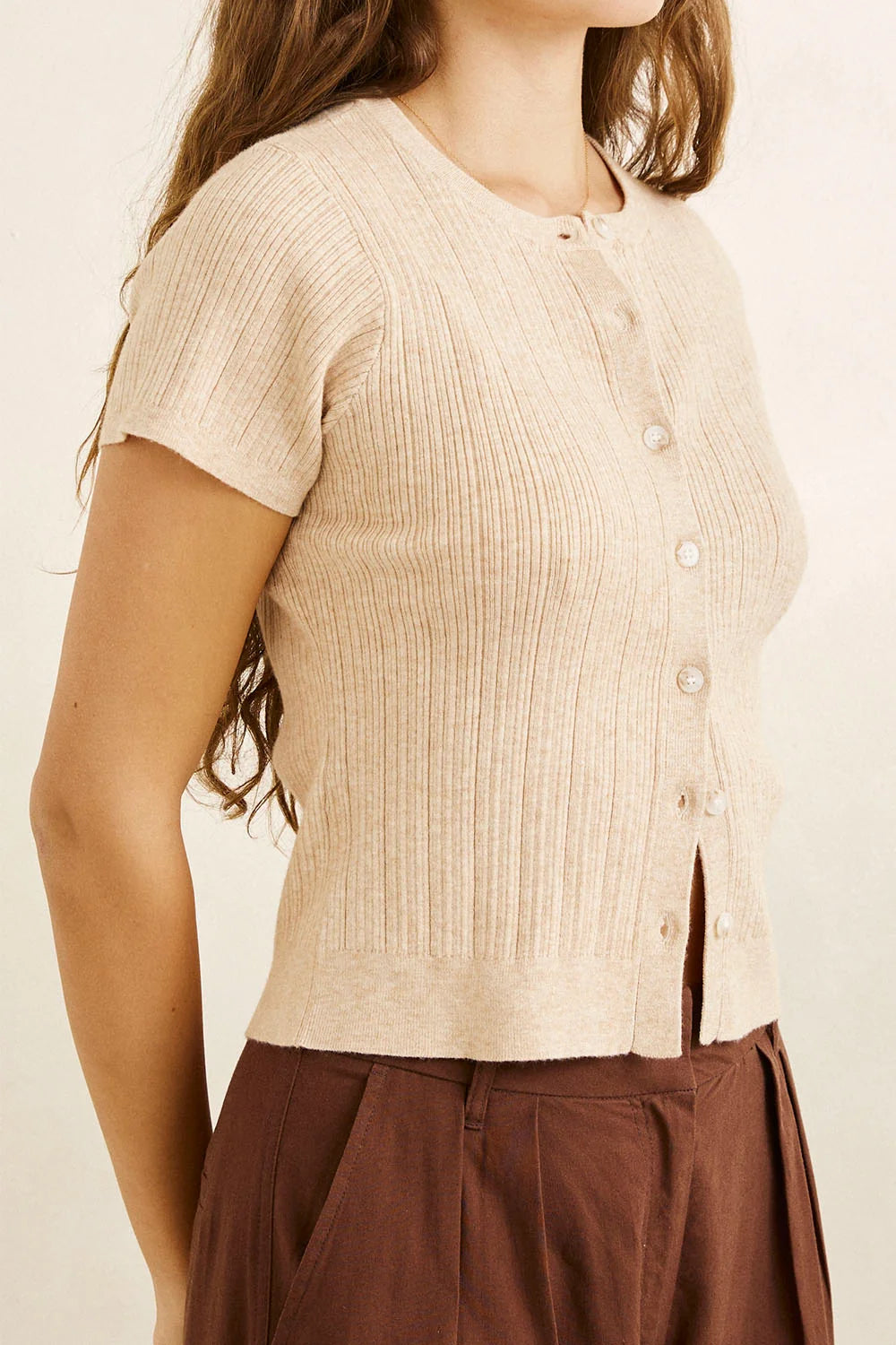 Rhythm W SS Dana Knit Cardigan OAT