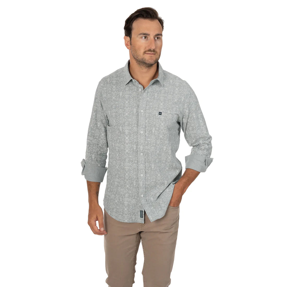 Fish Hippie M LS Rumfront Shirt QUARRY