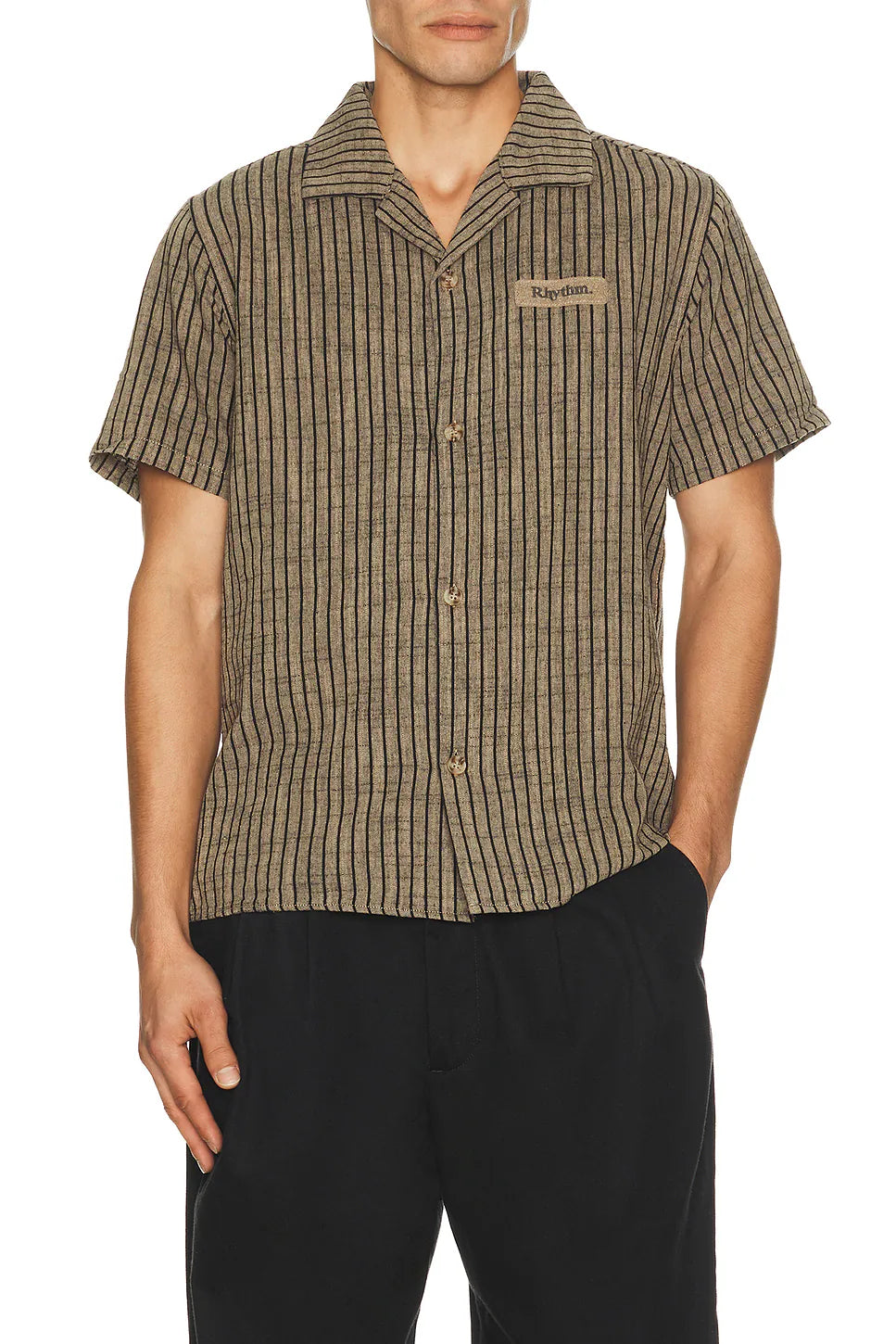 Rhythm M SS Texture Stripe Shirt NATURAL
