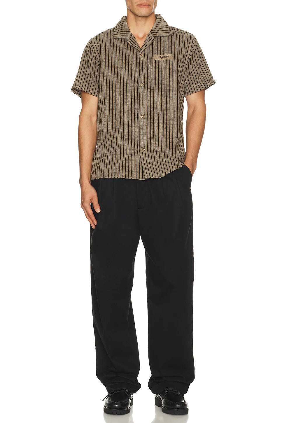 Rhythm M SS Texture Stripe Shirt NATURAL