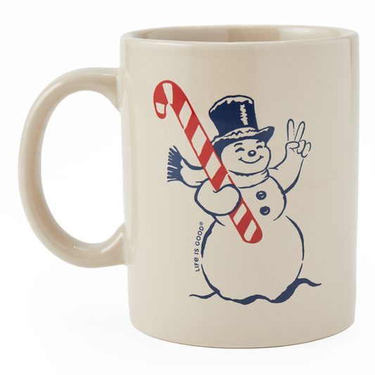 Life Is Good Jake's Mug Retro Snowman Peace BONE