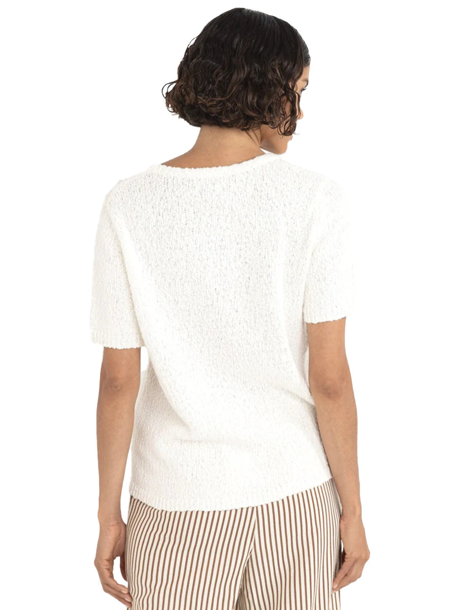 Rhythm W SS Adele Knit Cardigan WHITE