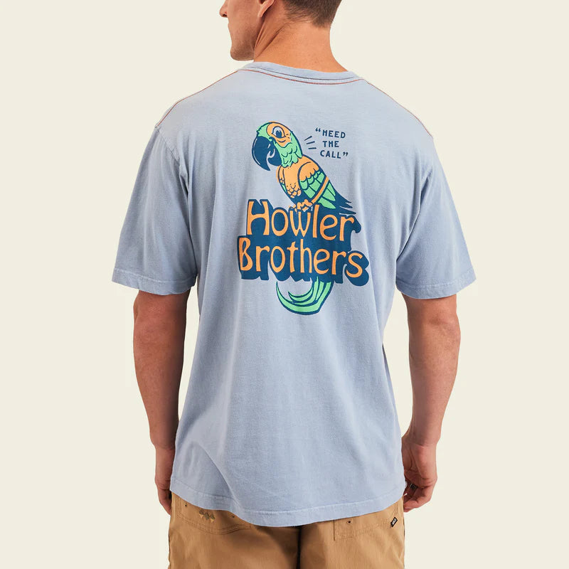 Howler Bros M SS Cotton Tee CHATTY BIRD DUSTY BLUE