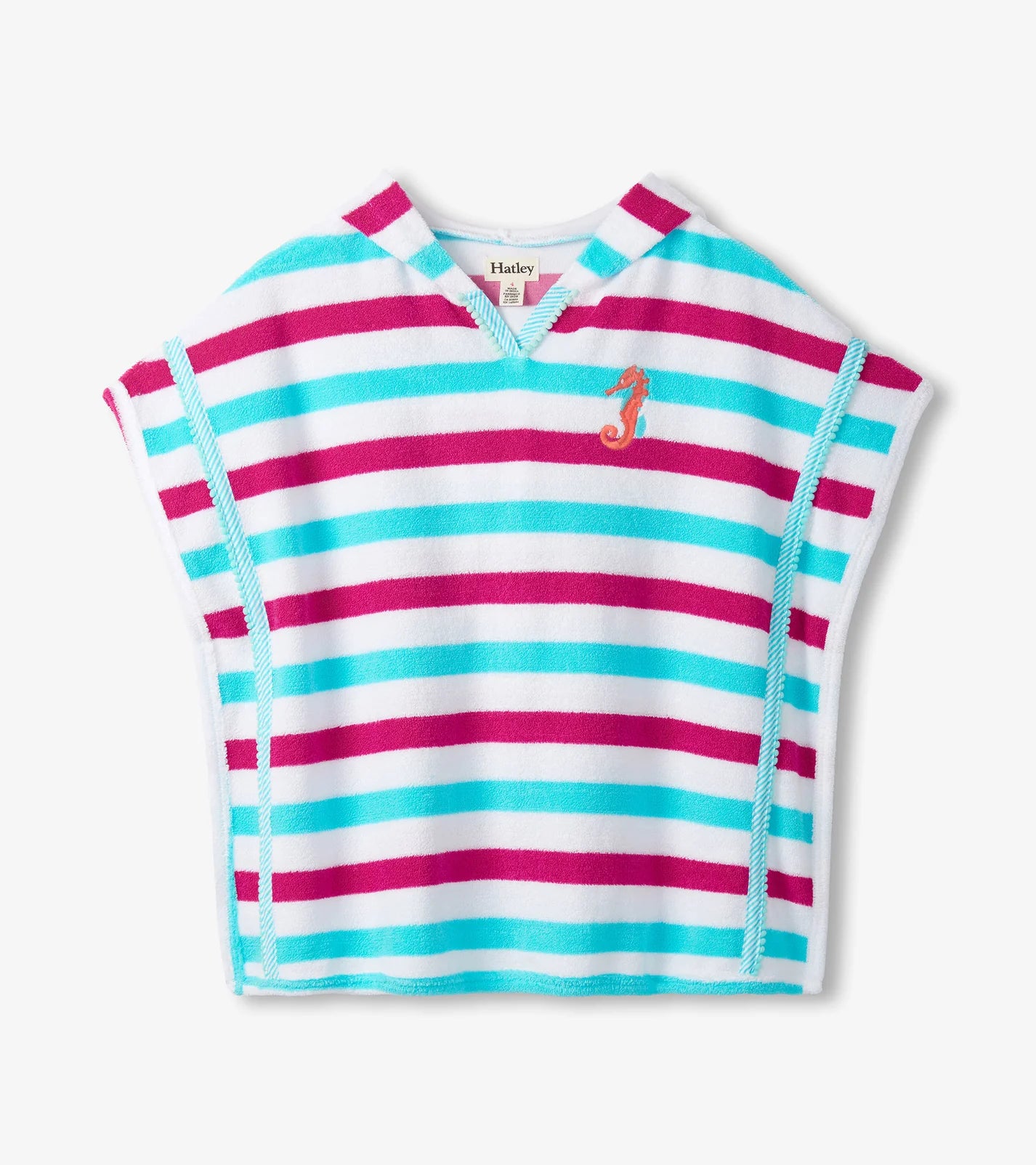 Hatley Kids Hooded Beach Stripes Cover Up WHITE