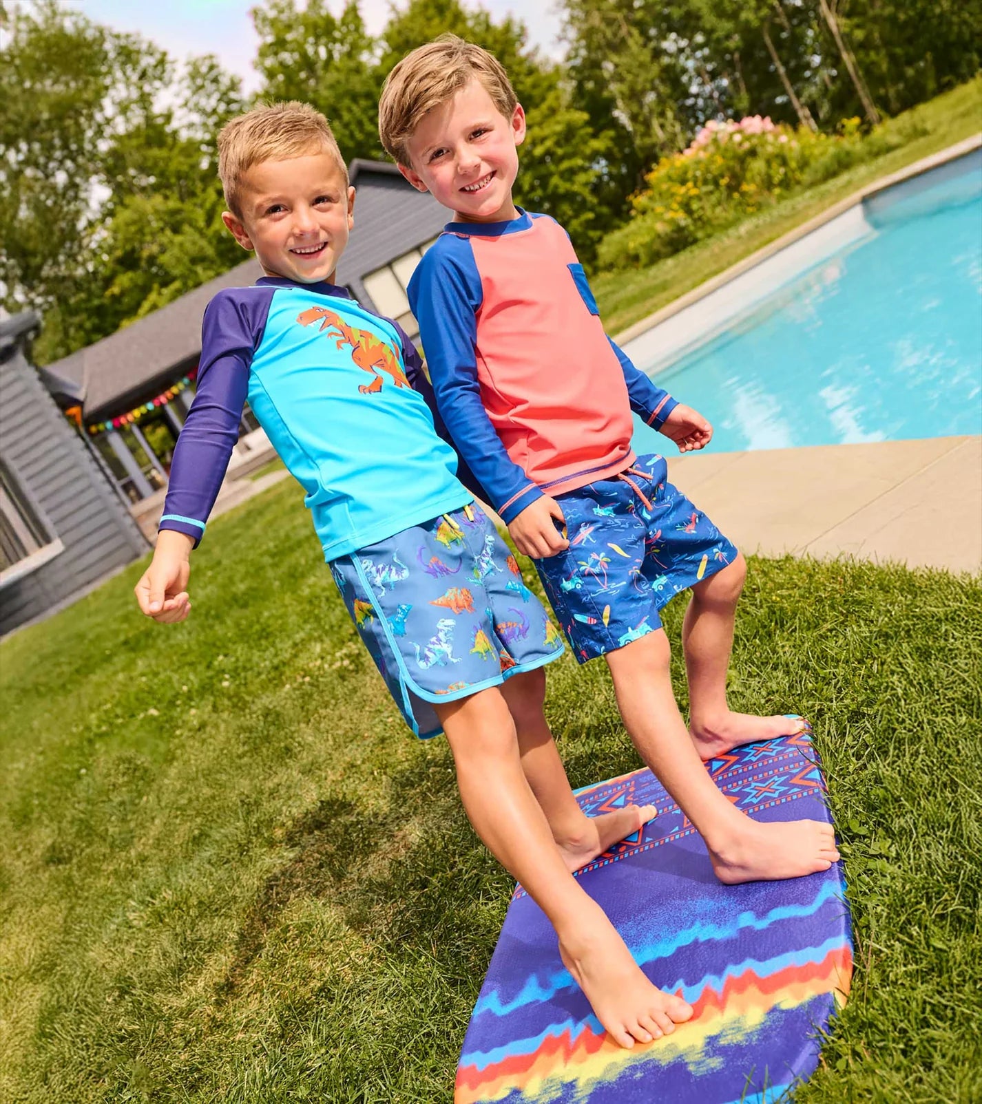 Hatley Kids Dino Party Swim Short BLUE