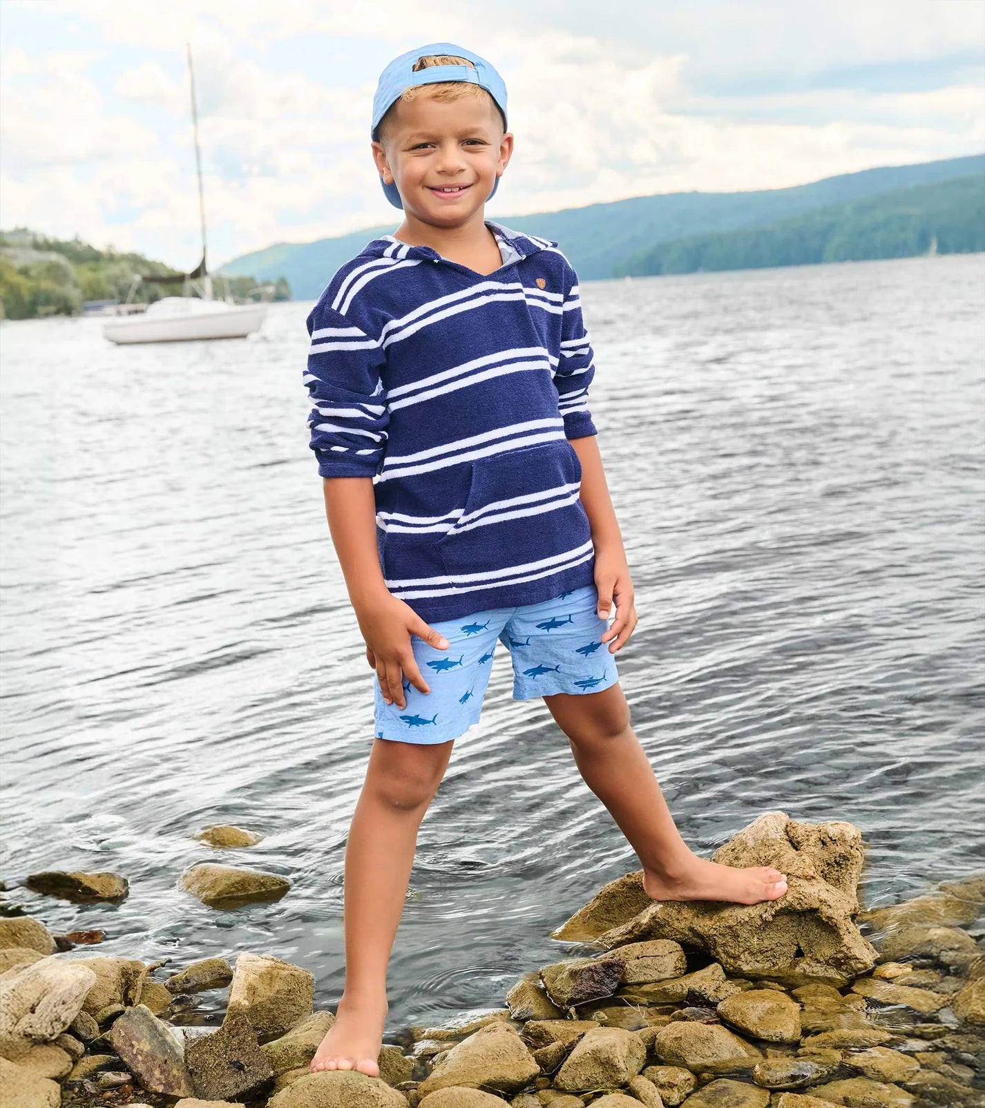 Hatley Kids Navy Stripes Towel Coverup PATRIOT BLUE