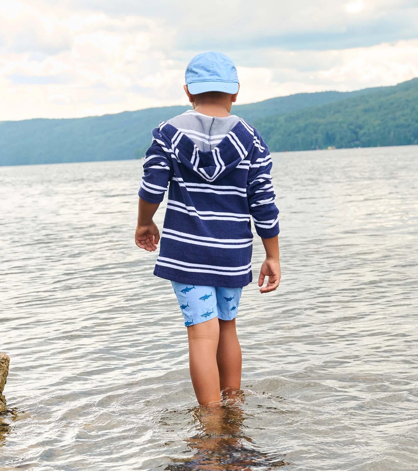 Hatley Kids Navy Stripes Towel Coverup PATRIOT BLUE