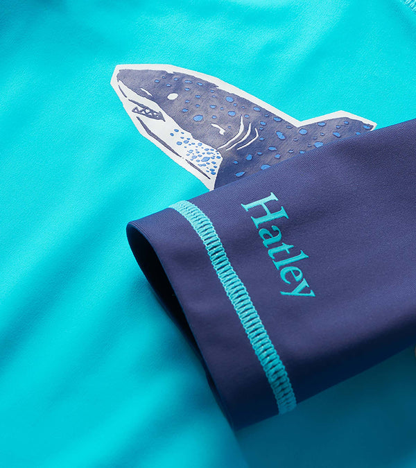 Hatley Kids SS Shark Rashguard BLUE CURACAO