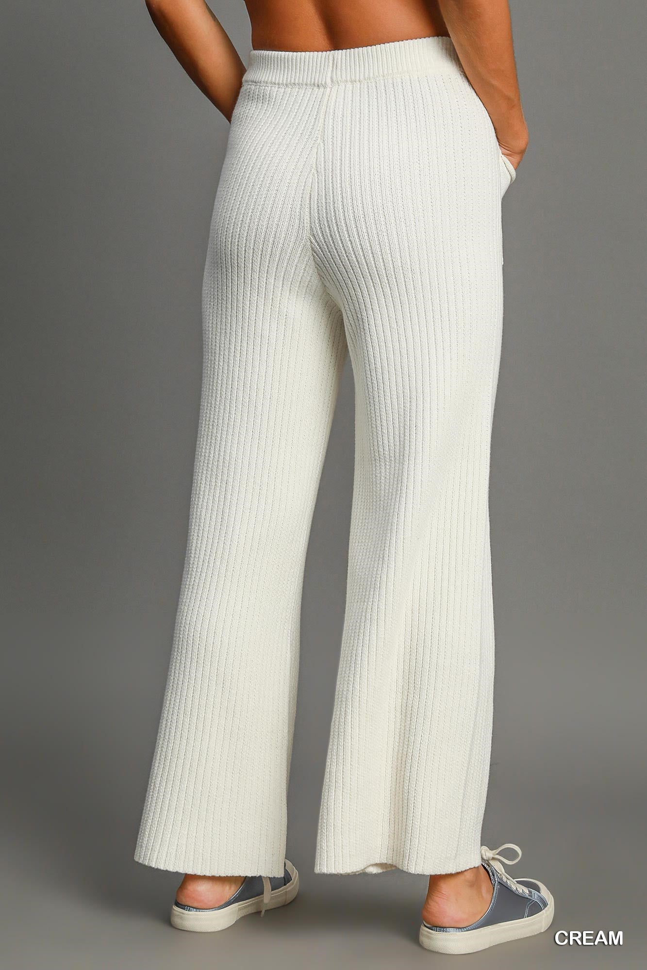 Umgee W Straight Leg Knit Pant CREAM