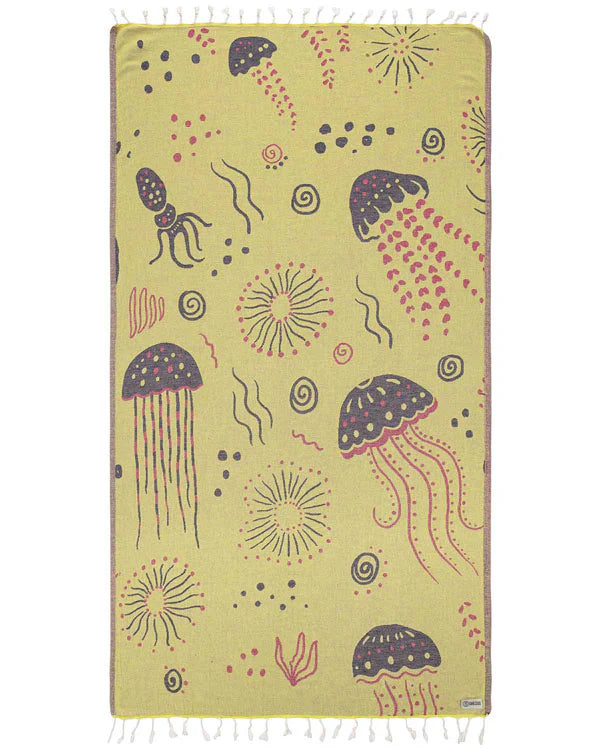 Sand Cloud Beach Towel Aquatic Museum LIME - REG