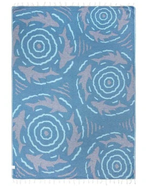 Sand Cloud Beach Towel Shark Highway LG BLUE