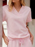 Tasc W Villa Seersucker V-Neck TUSCANY PINK
