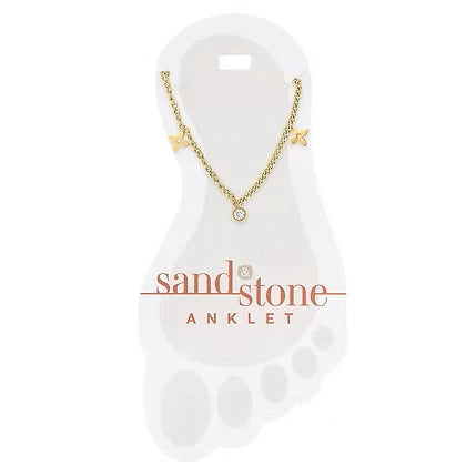 Sand & Stone Anklet GOLD CLOVER DANGLE