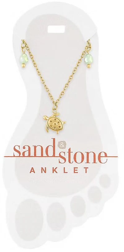 Sand & Stone Anklet GOLD TURTLE DANGLE