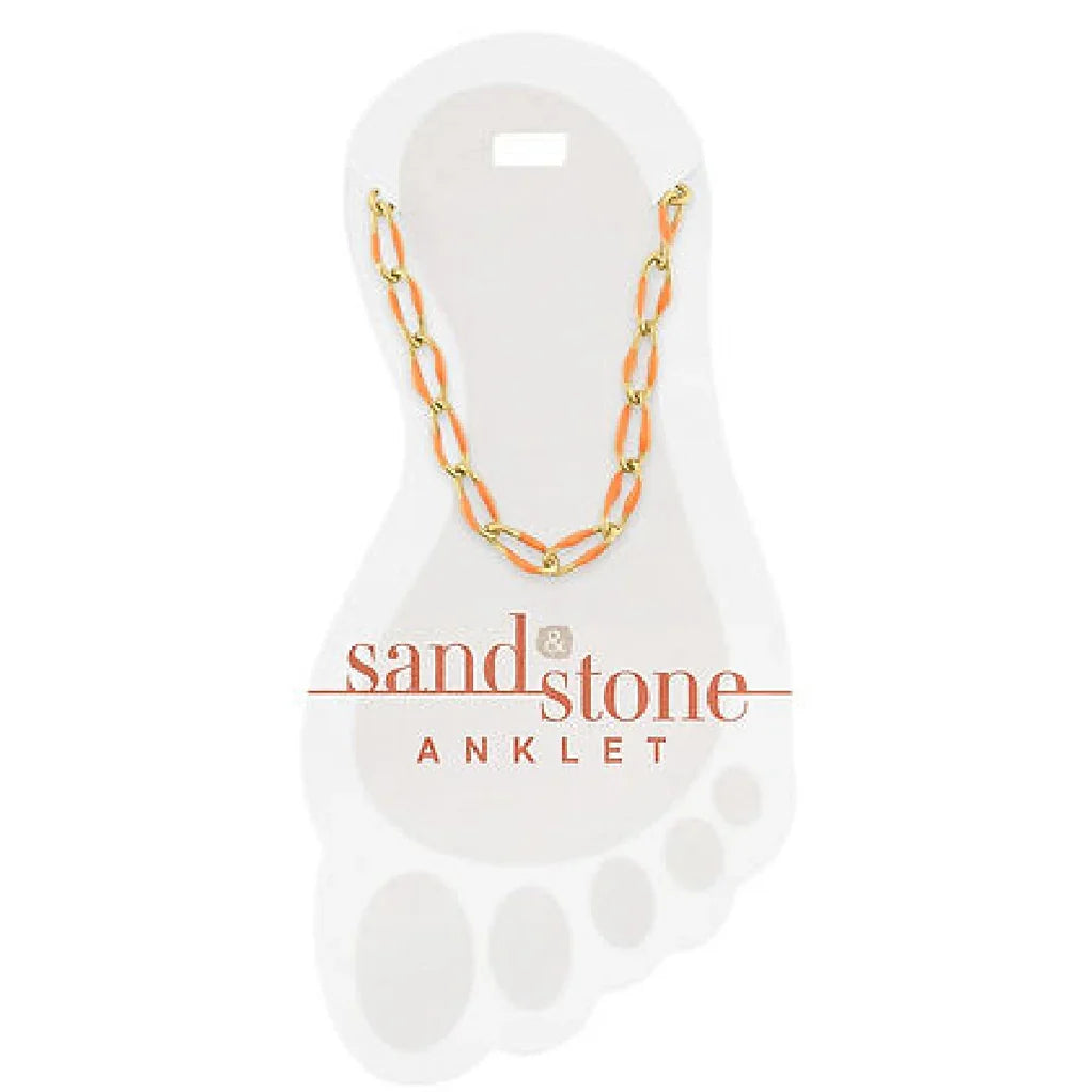 Sand & Stone Anklet GOLD ORANGE ENAMEL LINK