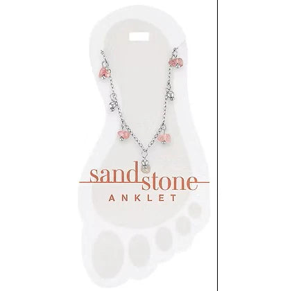 Sand & Stone Anklet SILVER PINK NATURAL STONE