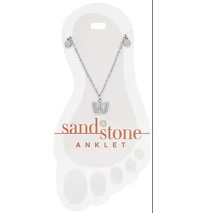 Sand & Stone Anklet Silver BUTTERFLY DANGLE