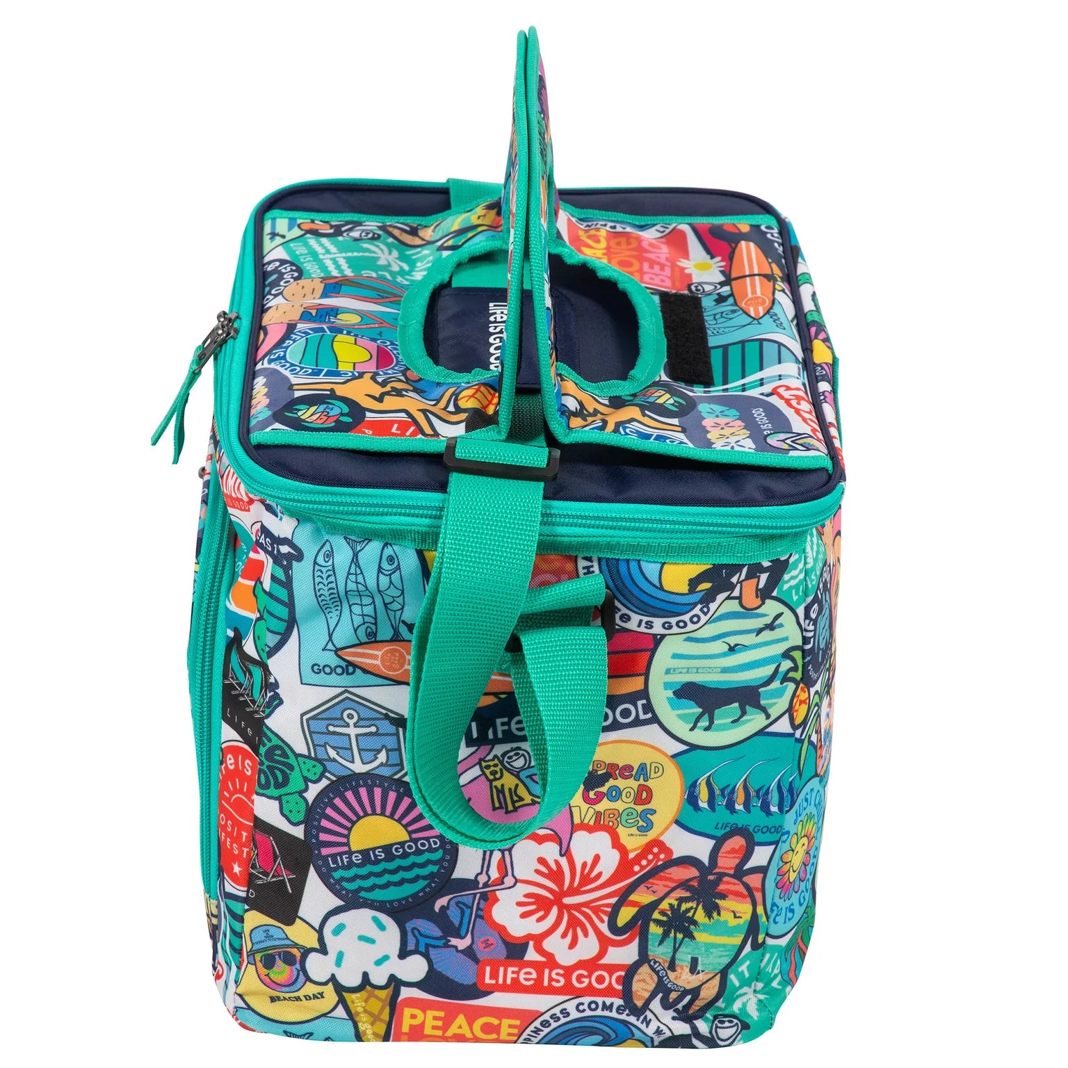 Life is Good Insulated 32 Can Cooler Bag w/ Handle STICKER COLLAGE
